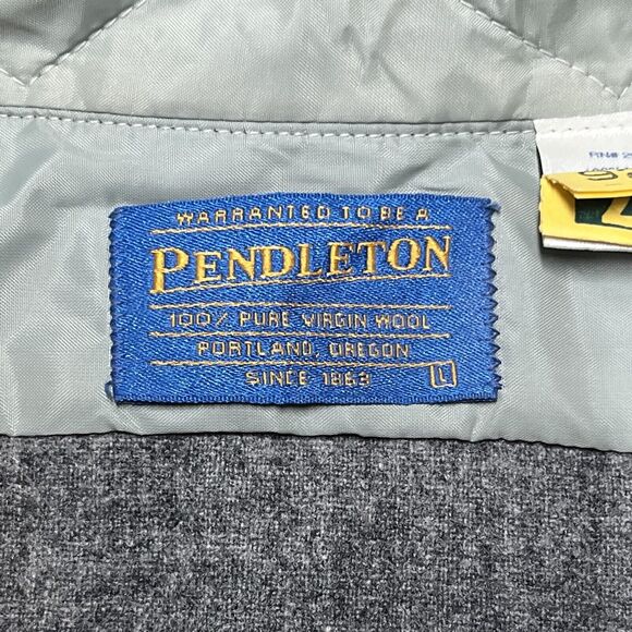 Vintage Pendleton Pure Virgin Wool  Button Up Shirt Men's Large Gray Long Sleeve - Picture 4 of 10